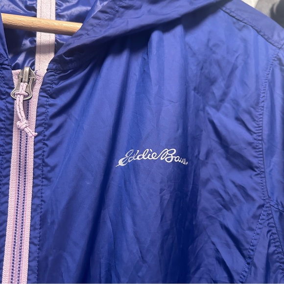 Eddie Bauer Rain Jacket Windbreaker Women’s Size Large Blue/Purple Zip up - Picture 3 of 6